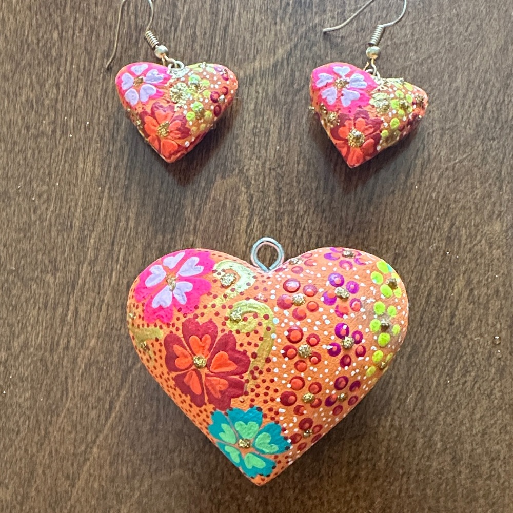 Handcrafted Floral Heart Jewelry Set